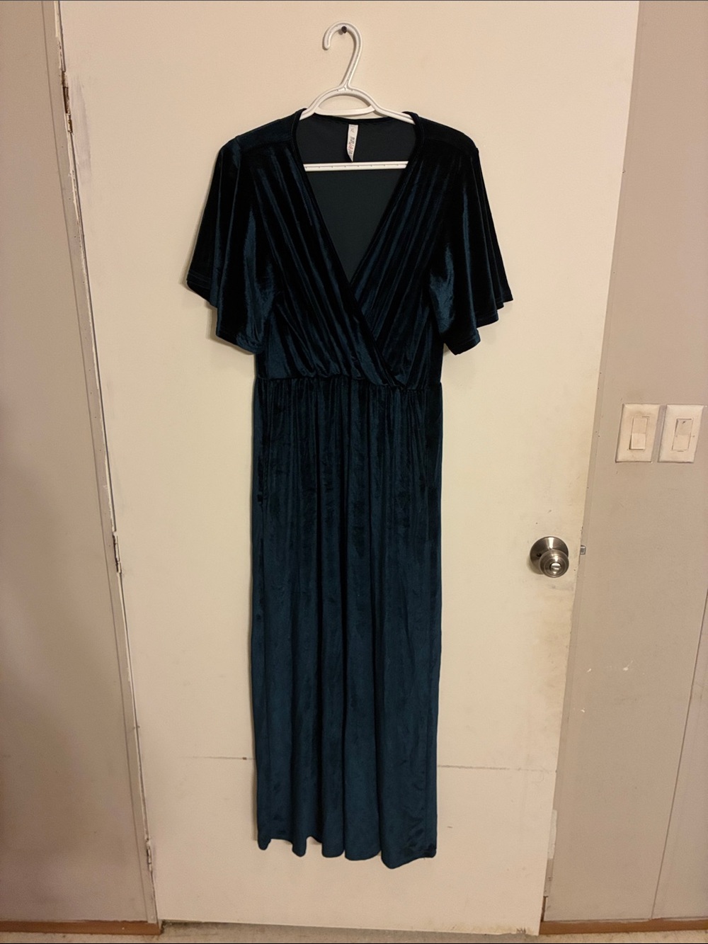 Latched Mama Teal Velvet Wrap Maxi Dress